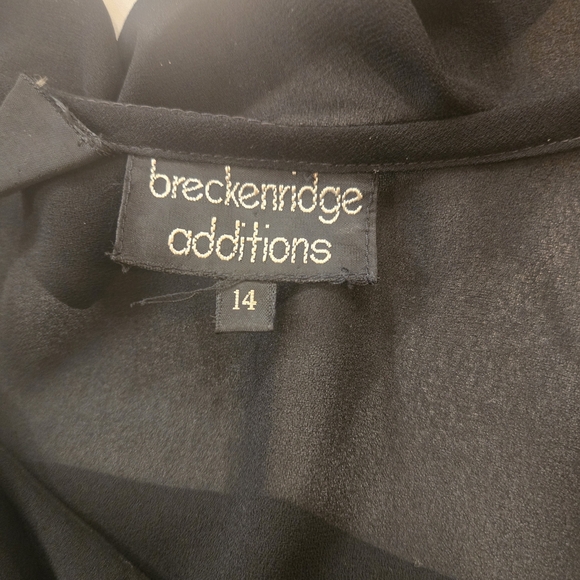 Vintage 1980s Ruffled V-Neck Romantic Black Blouse Top Size 14 - Picture 7 of 7